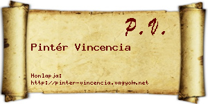 Pintér Vincencia névjegykártya